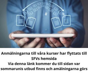 Anmälningar till våra kurser har flyttats till SFVs hemsida
